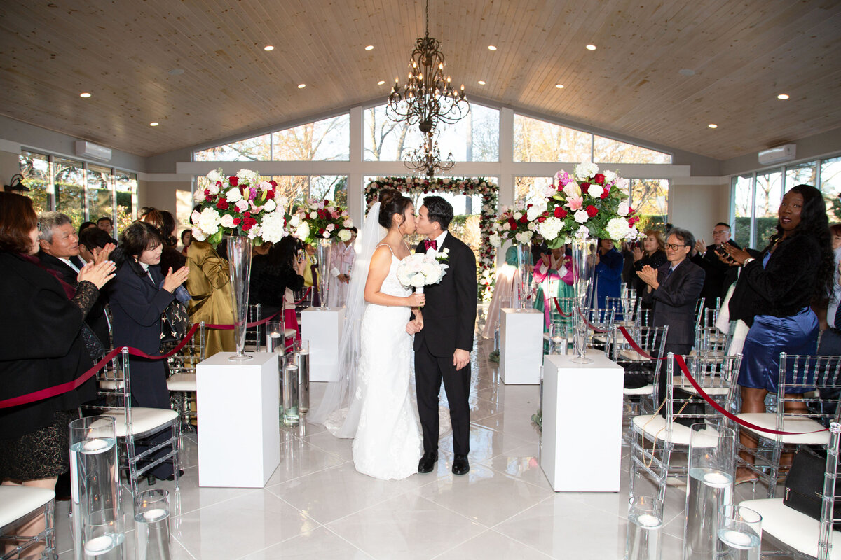 Bride-and-Groom-First-Kiss-Tate-House-Ceremony-Aisle
