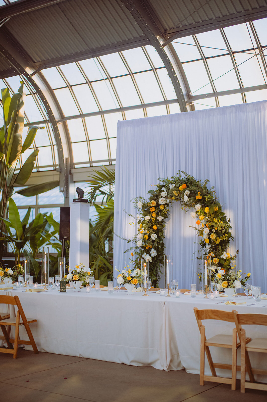 wedding arch backdrop long head table