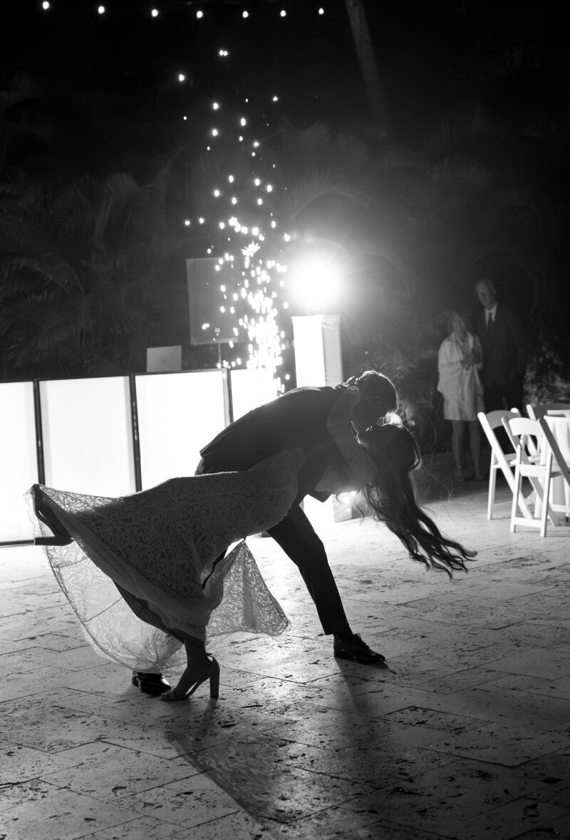 Bride and groom dancing and dipping at wedding by Shelby Ann Photos, wedding photographer jacksonville fl