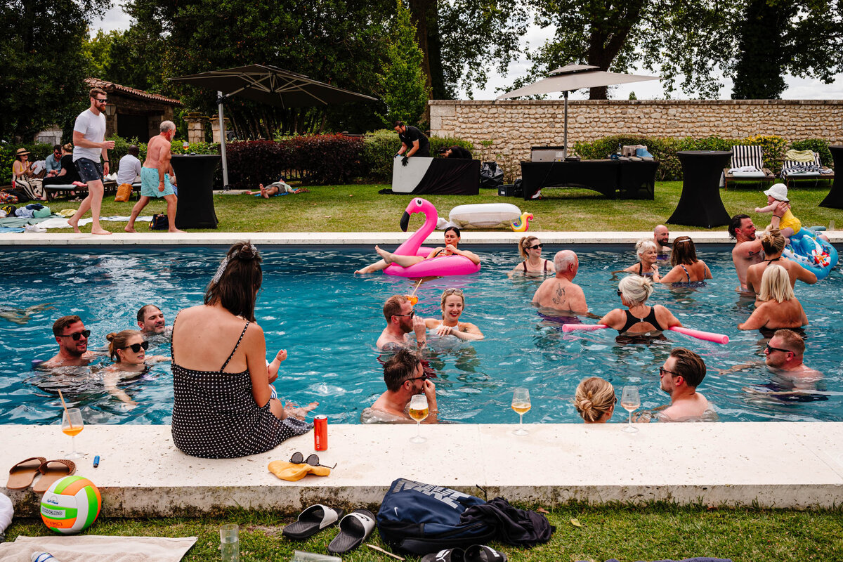 Pool party the day after Josh and Emma's wedding in France.