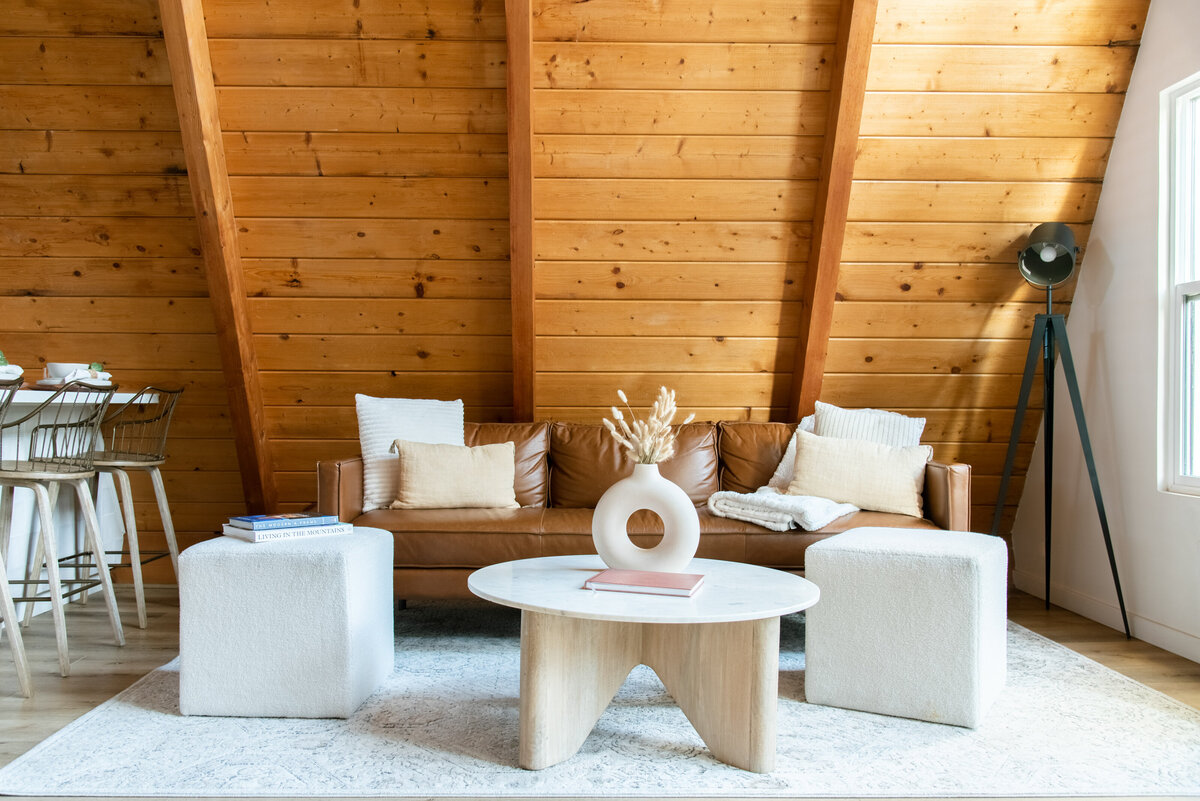 bohemian style cabin living room in big bear california
