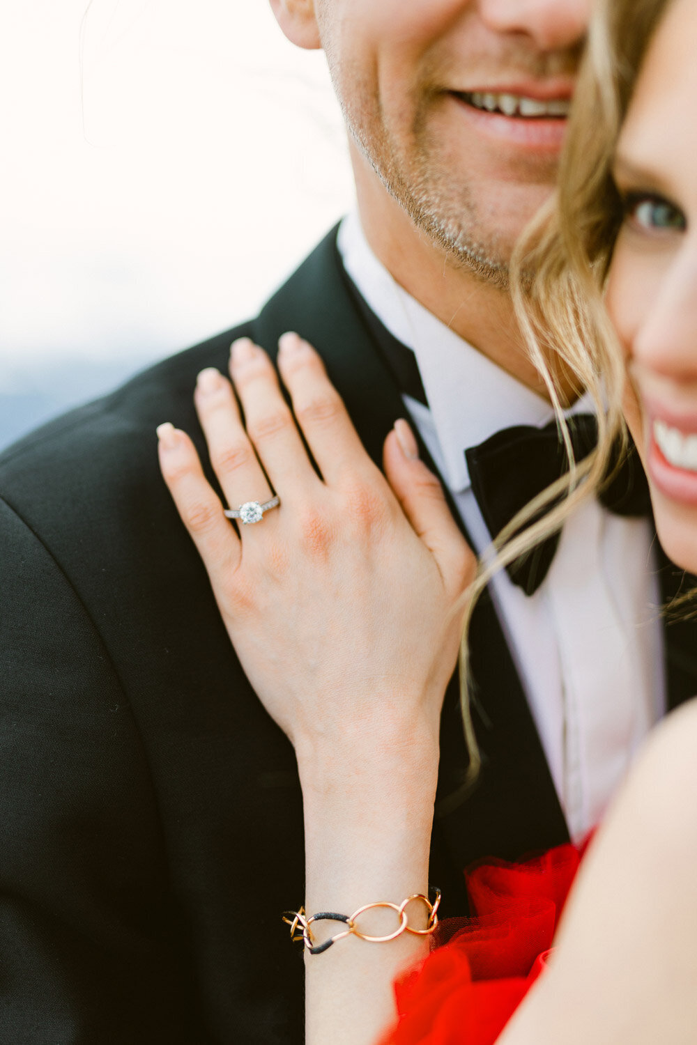 Detail shot of an engagement ring