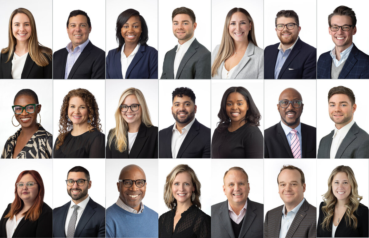 Batch of consistent headshots in a corporate setting