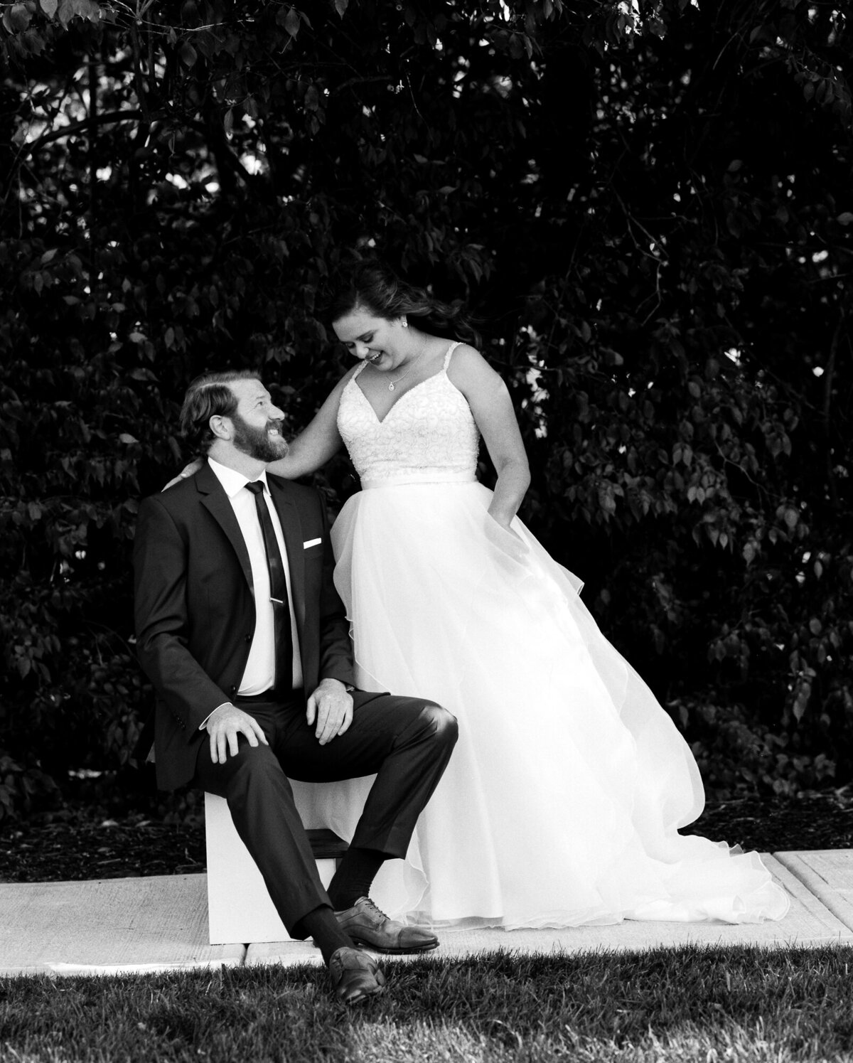 Lots of laughs during wedding day portraits