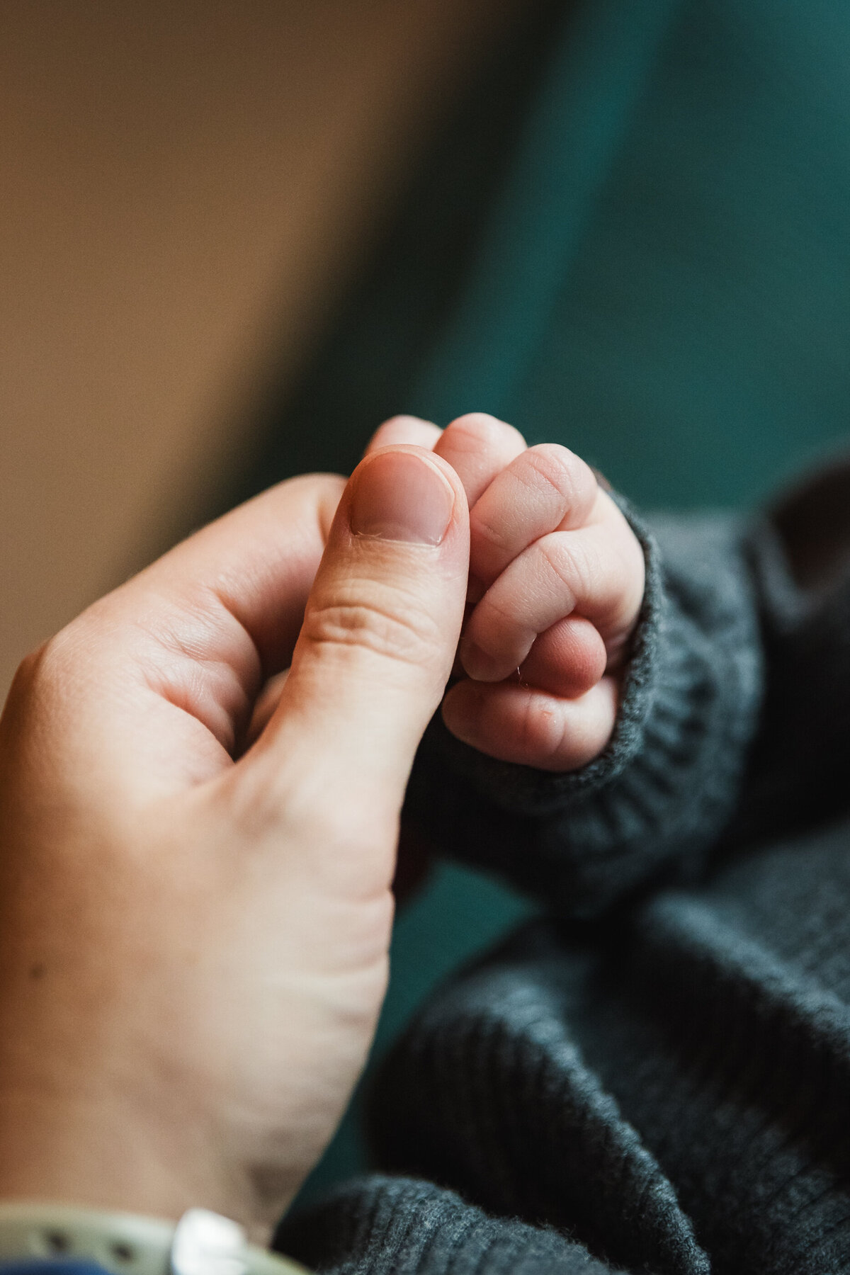 detail shots from a newborn photo shoot of baby holding hand