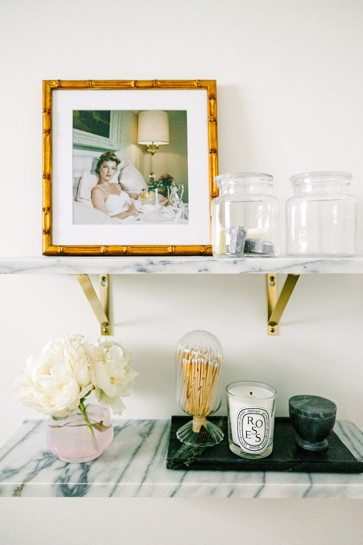 Bathroom shelf styling