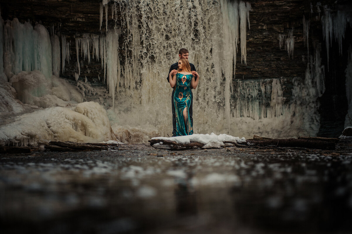 Wisconsin waterfall engagement session