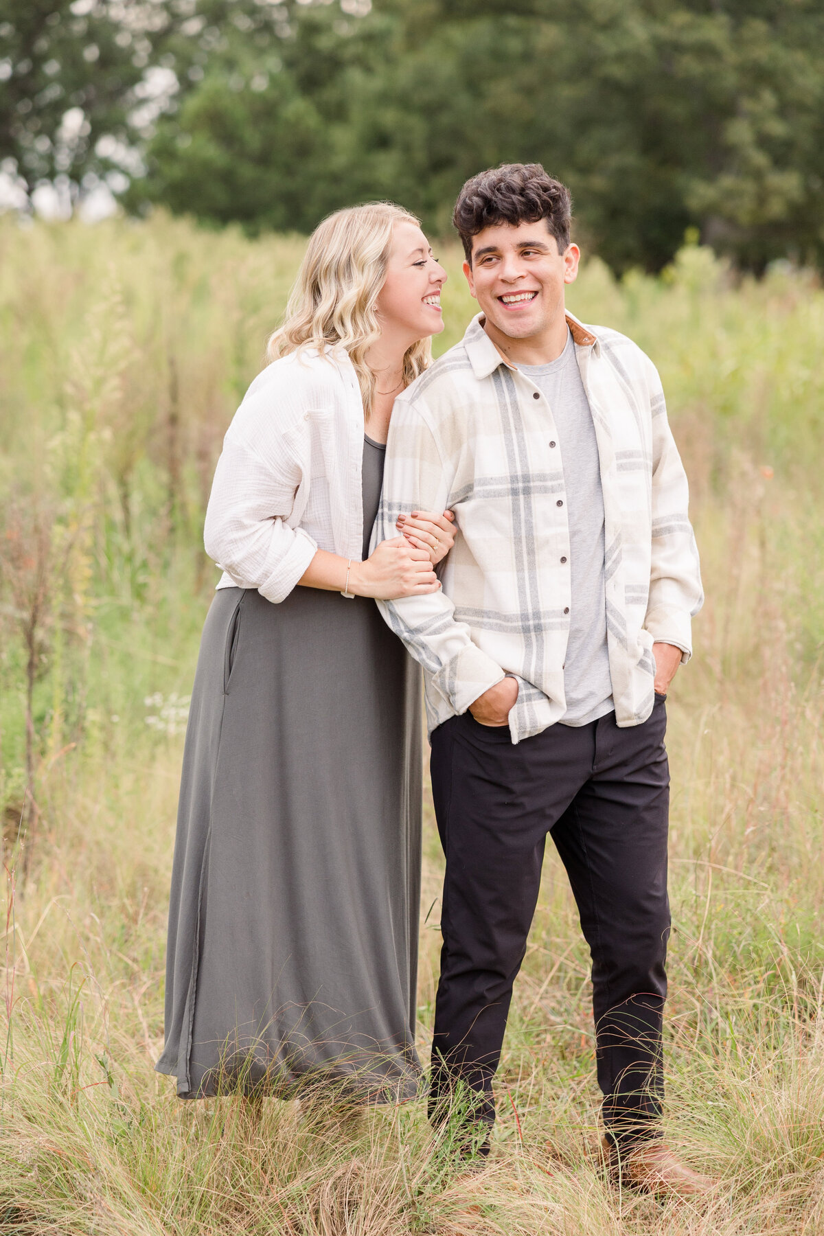 Engagement photos in tall grass