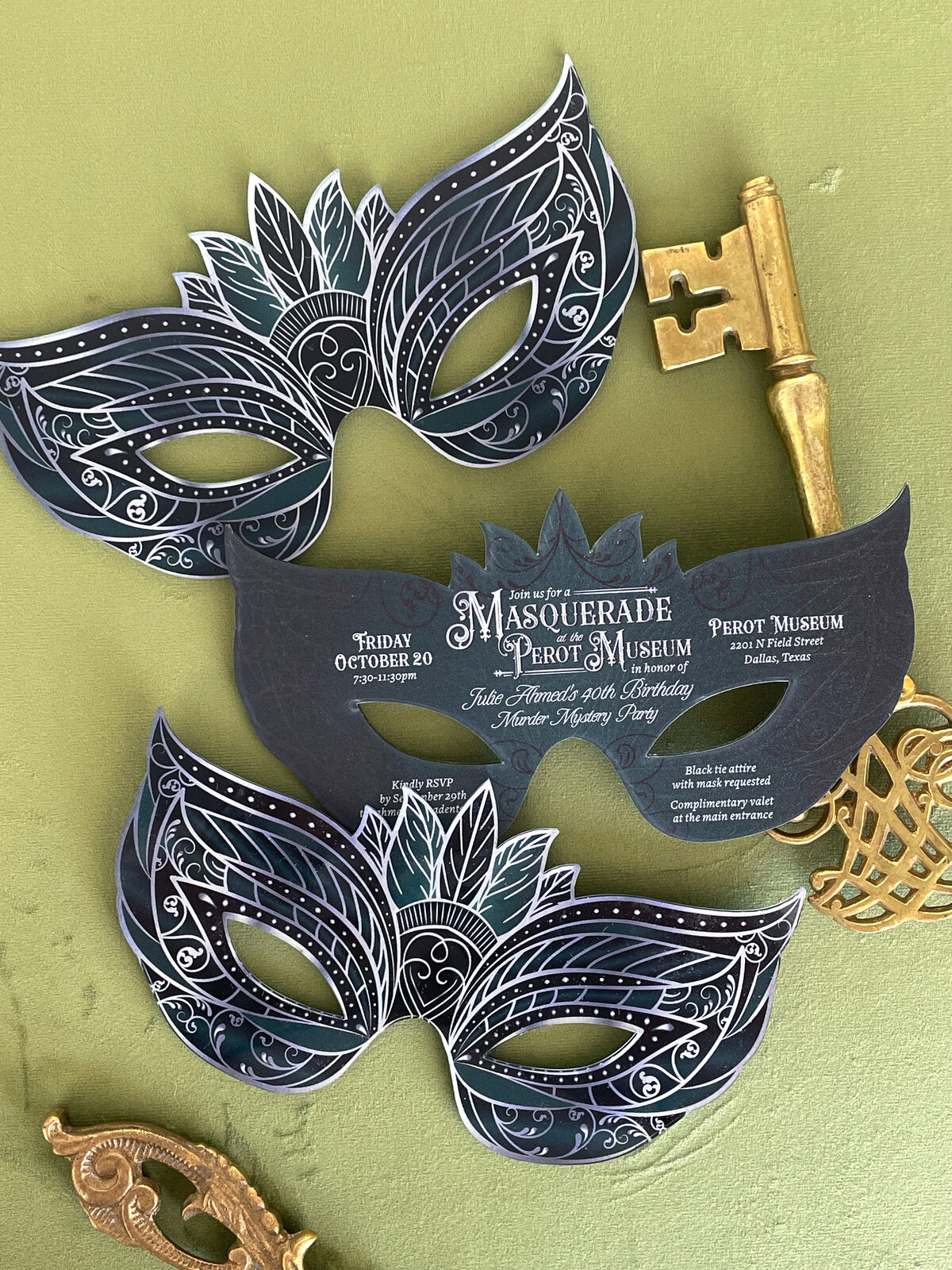 Mask trio on green background