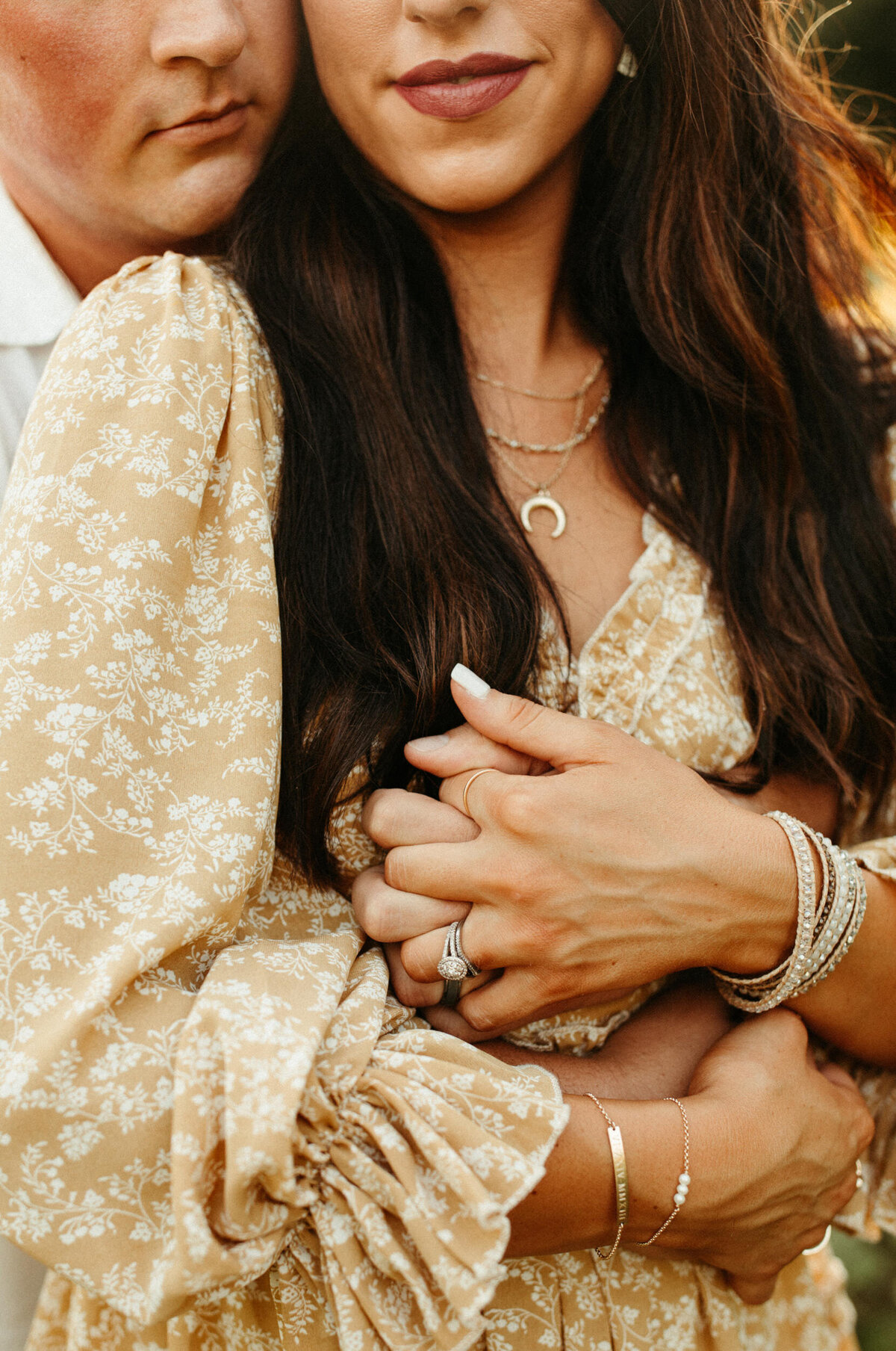 Close up of a couple holding hands