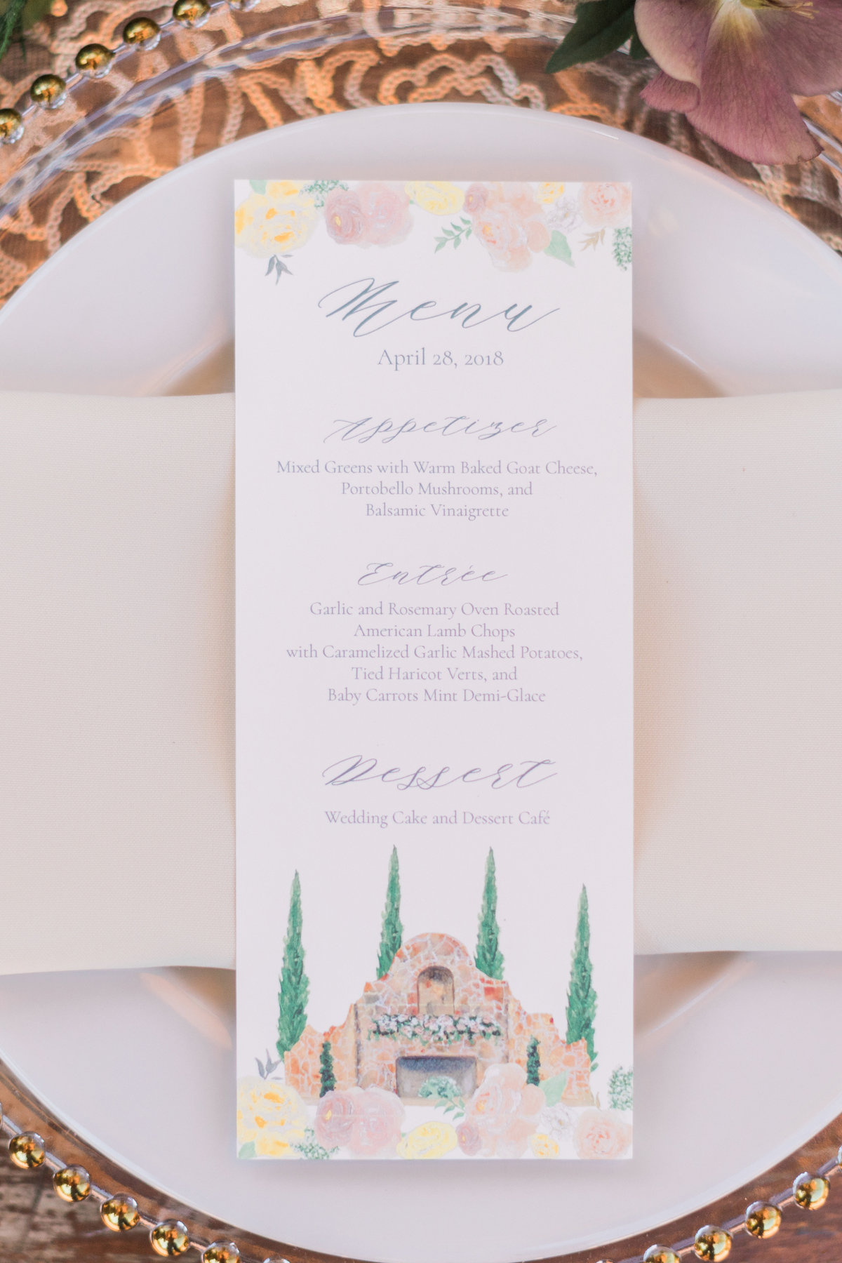 Hand-painted wedding menu