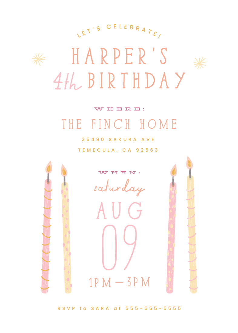 Candle Stick | Birthday Invitation Design by Amanda DeWoody of Poised Avenue