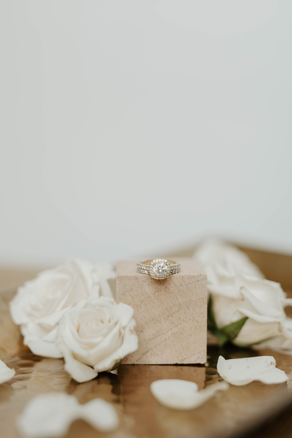 Engagement ring and flowers