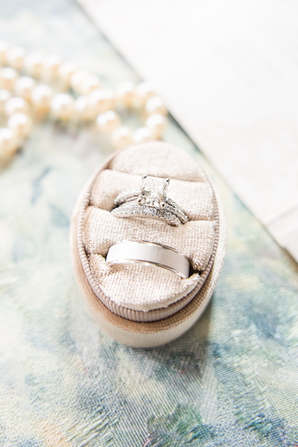 wedding rings in velvet box