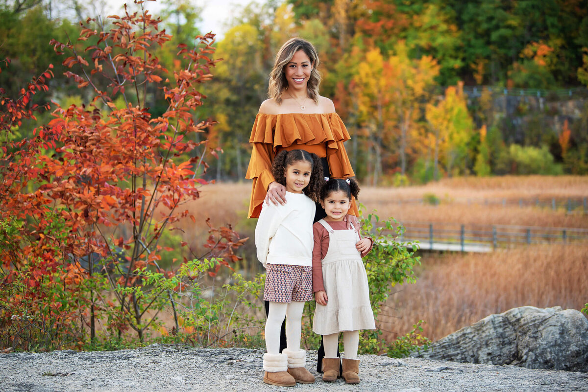 mom with her two daughters for their Burlington family photographer session 