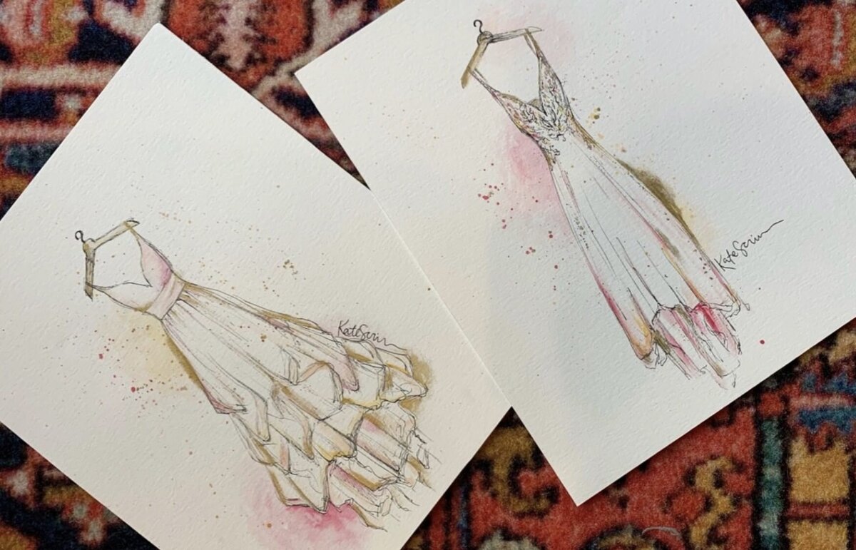 painting of wedding dress