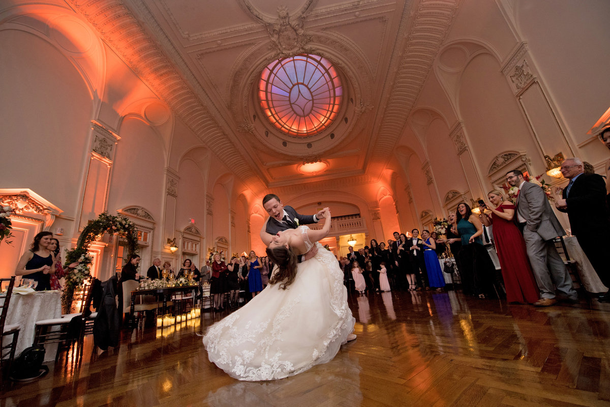 Bride and groom dancing at The Bourne Mansion