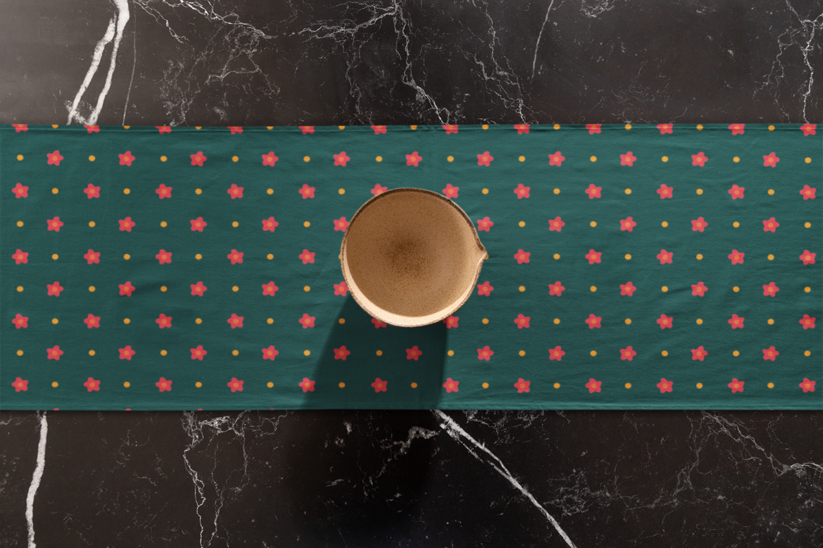 mockup-of-a-table-runner-placed-on-a-marble-table-featuring-a-vase-m30965
