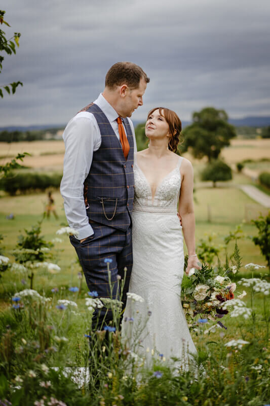 married couple in garden