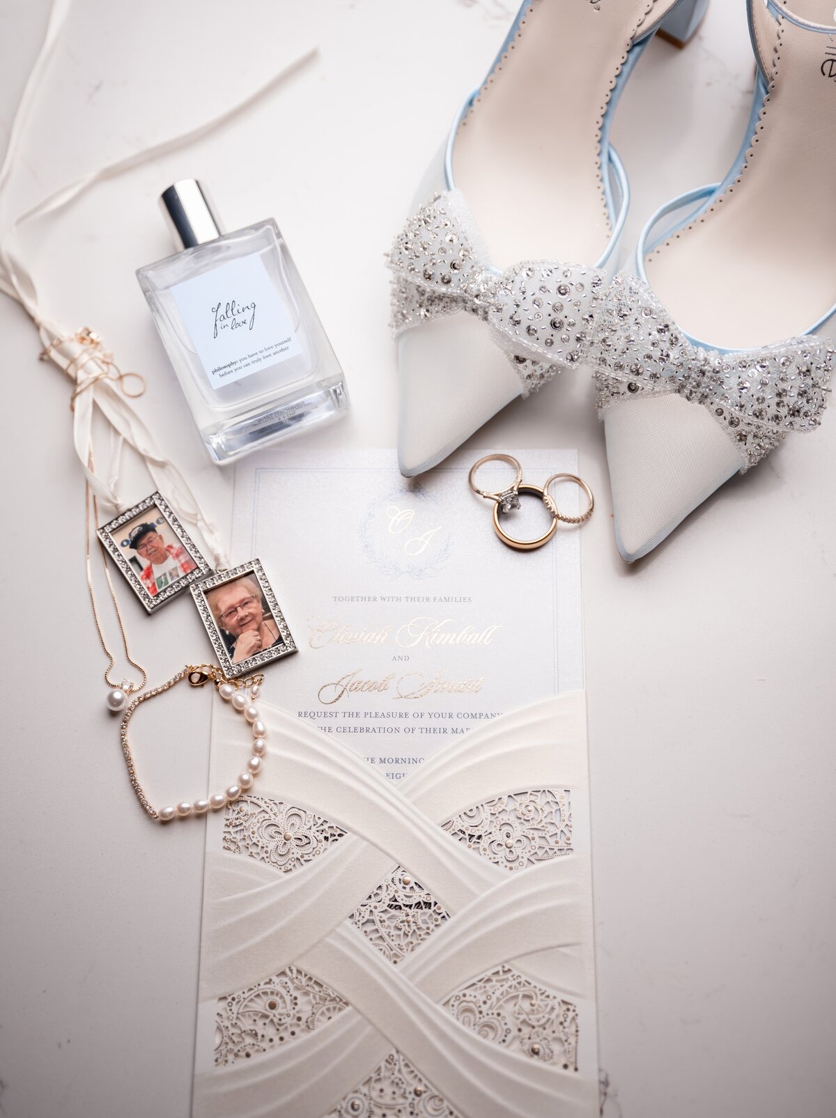 details shoes and perfume from bride