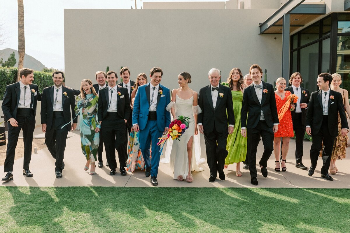 Bridal party walking at Andaz Resort Scottsdale AZ