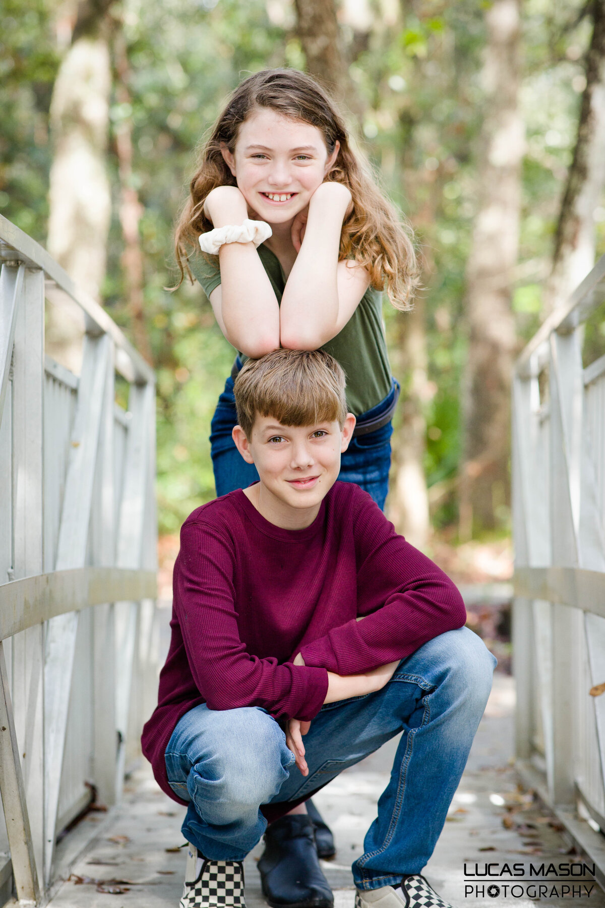family portrait of brother and sisterby Lucas Mason Photography in Orlando, Windermere, Winder Garden area