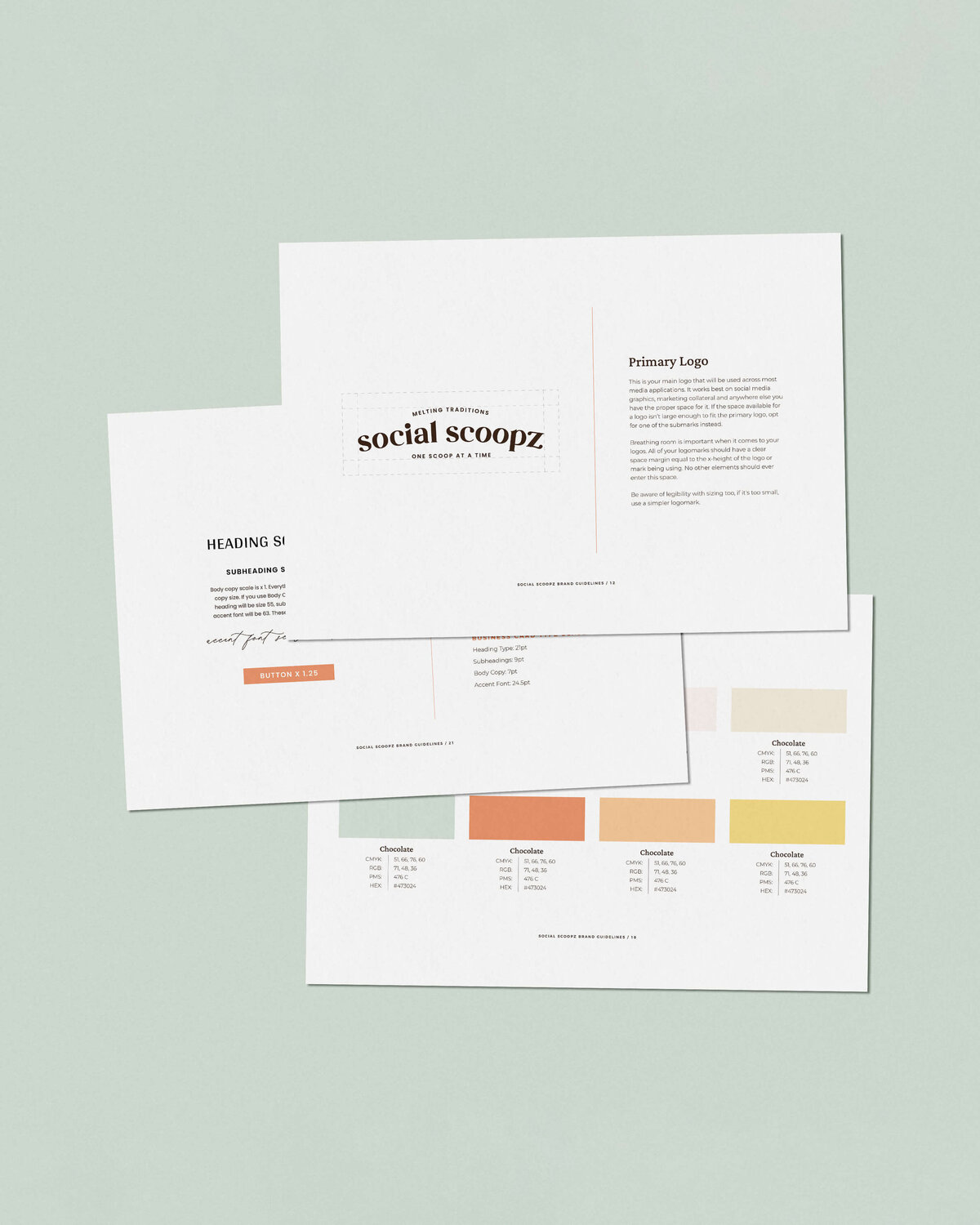 hand-crafted brand board fort an ice cream business with a modern-retro twist