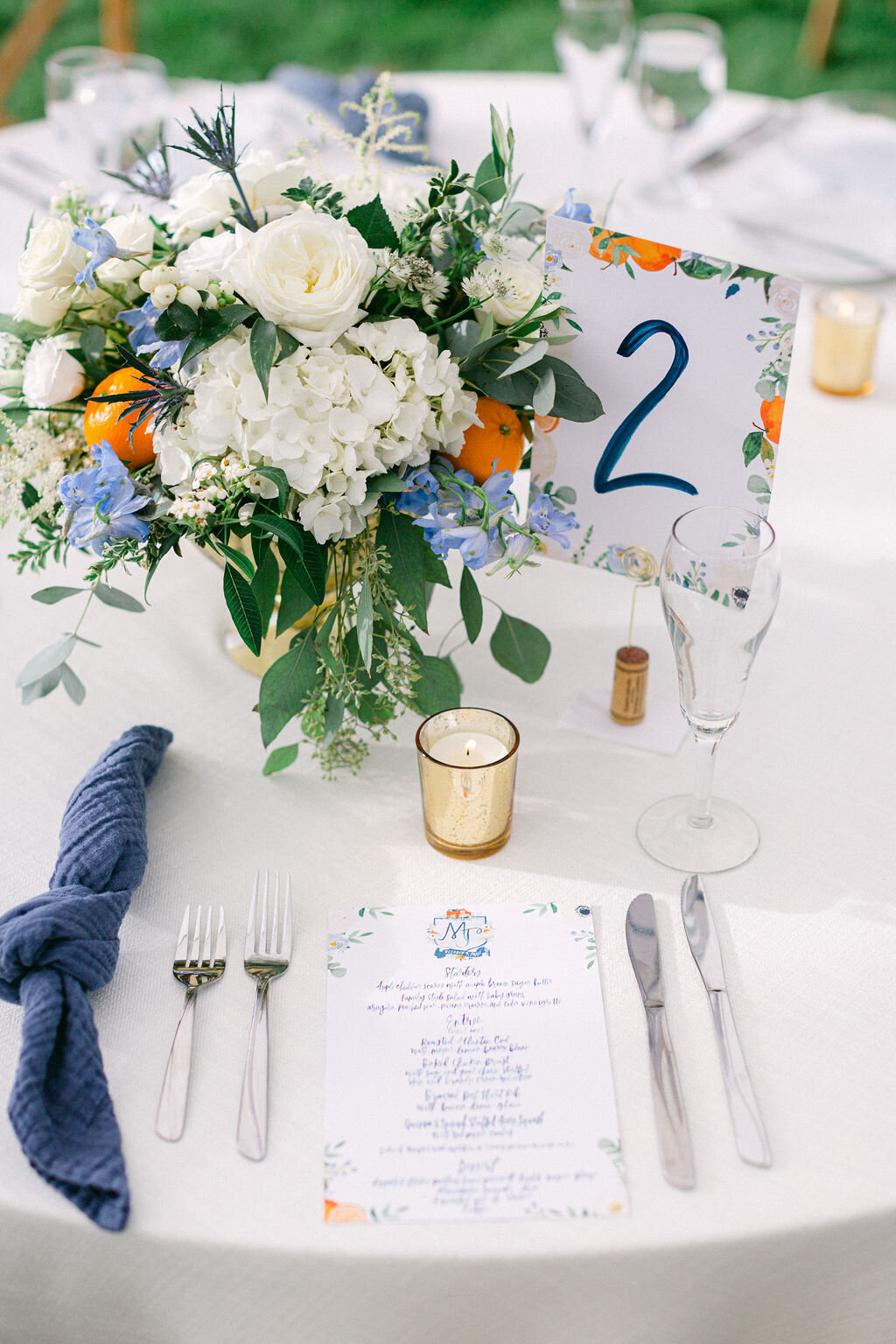 blue-white-orange-wedding-decor