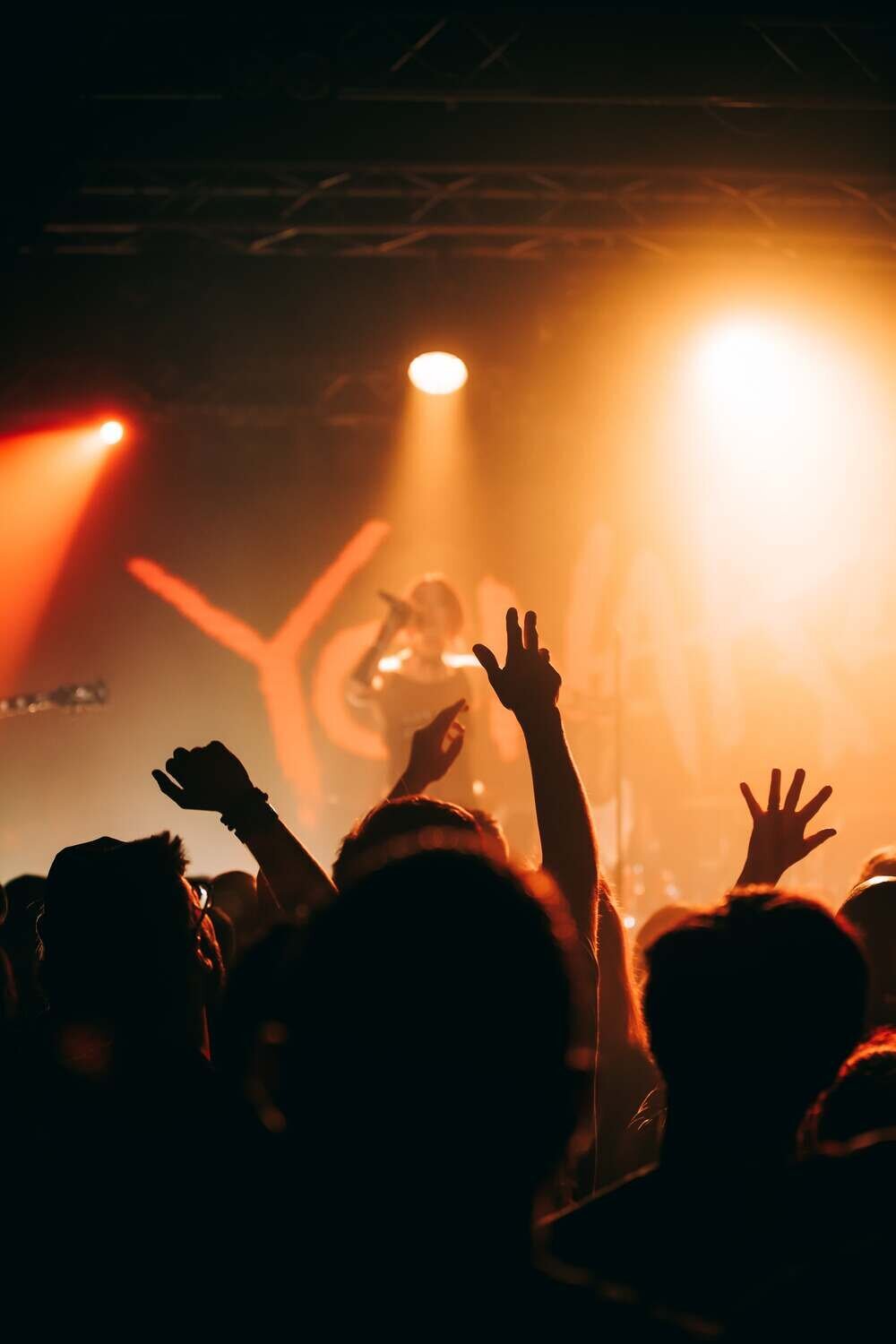 Back of crowd image of the band Yonaka on stage