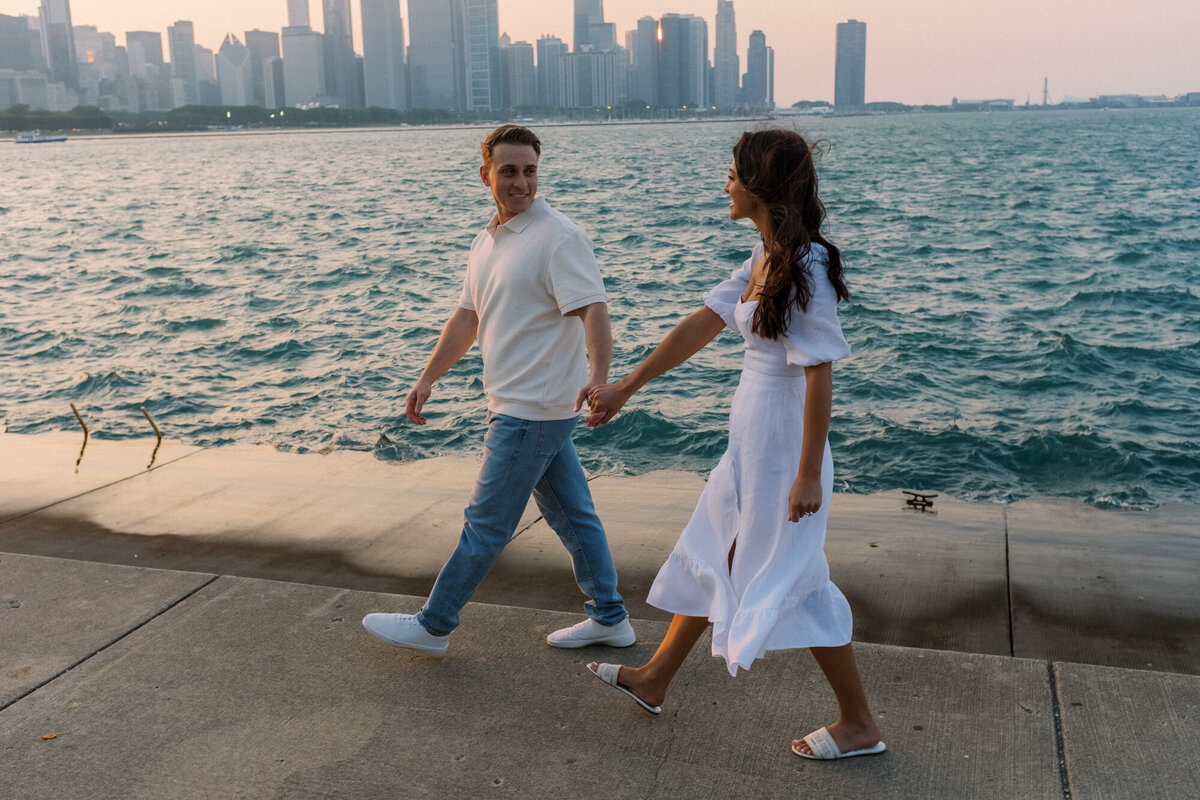 Sunset Engagement Photo at Chicago's Museum Campus