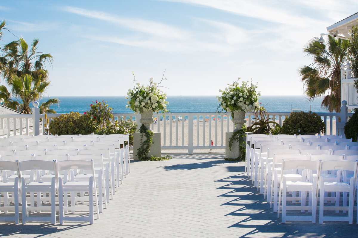 An empty ceremony venue looking out to the ocean