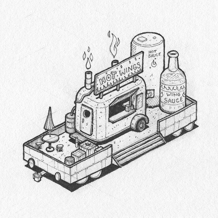 Pen and Ink Illustration of Inktober 2023 prompt: Spicey