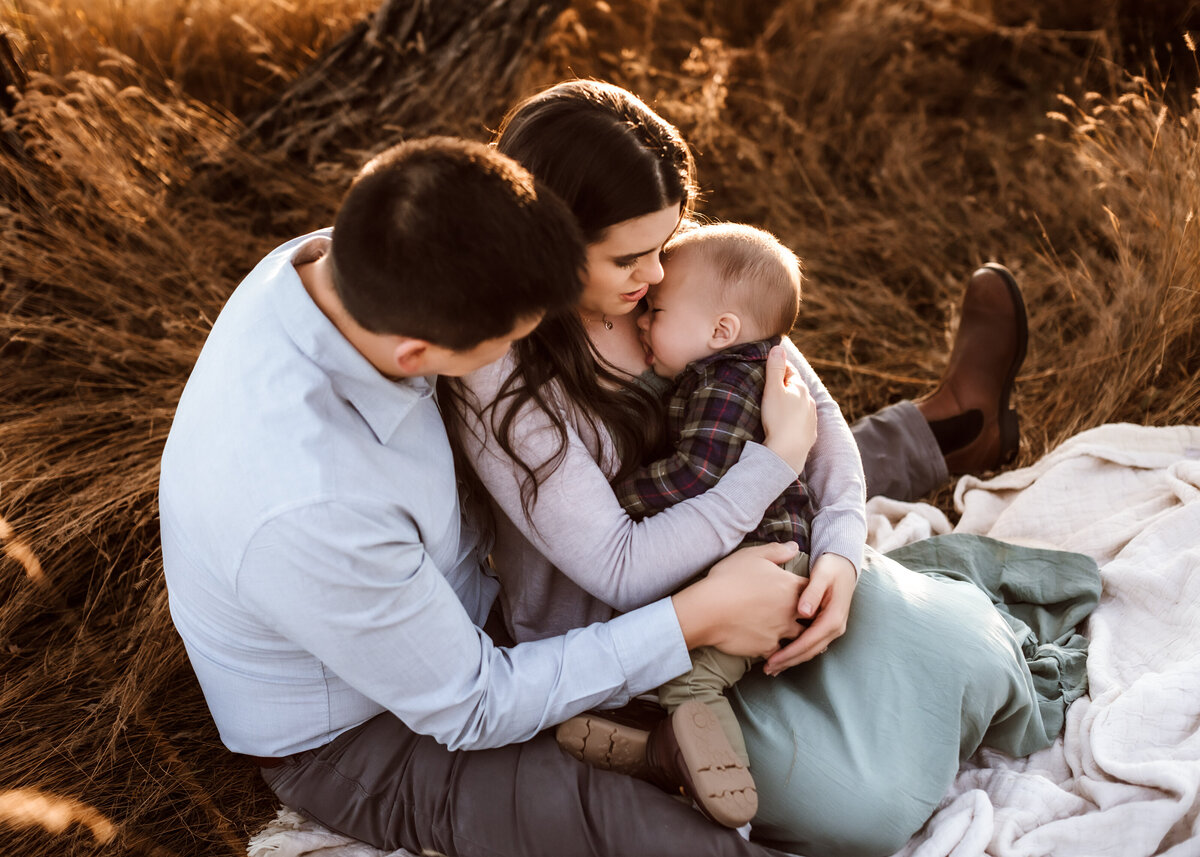 first family photography session at sunset in Arvada Colorado