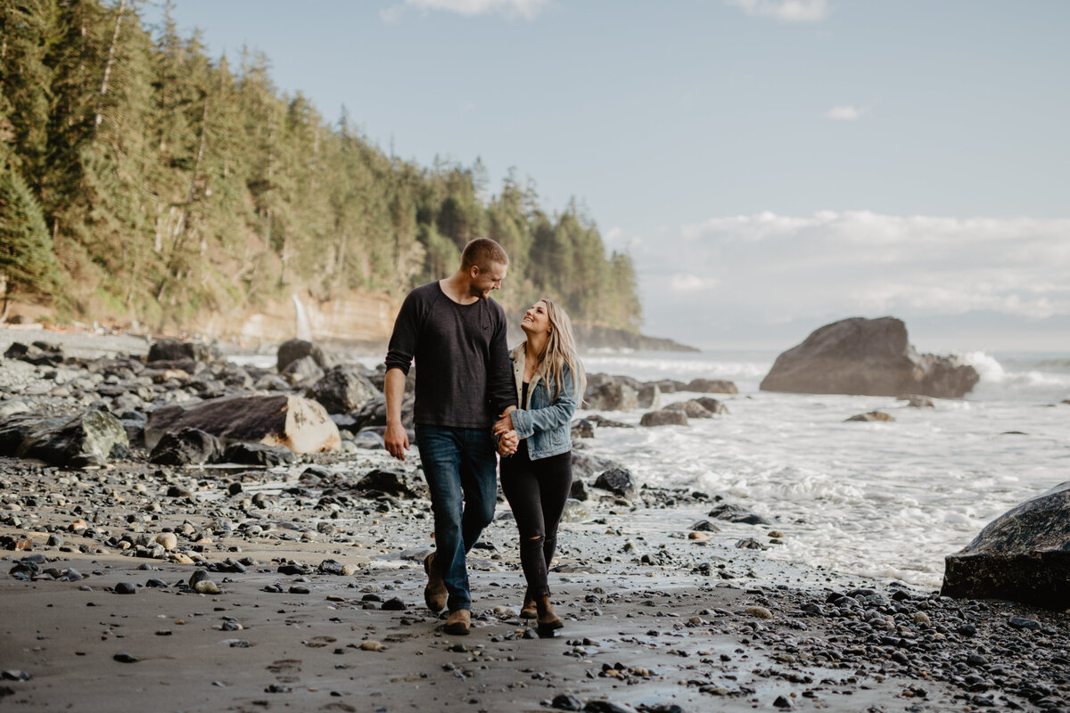 Sunset Golden Hour Mystic Beach Engagement Session_155