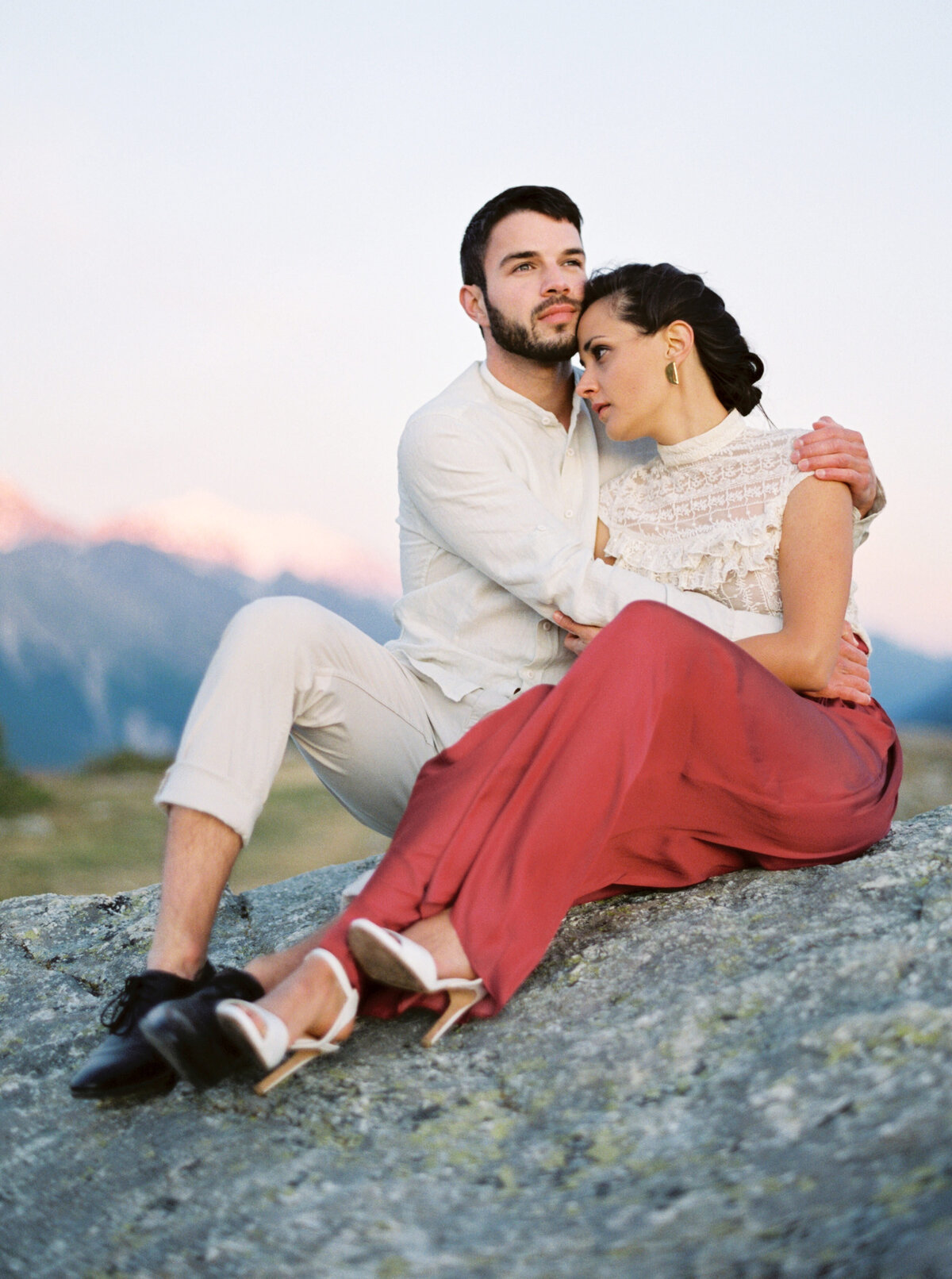 Couples photography session outdoors in Moosalp, Valais, Switzerland - 1