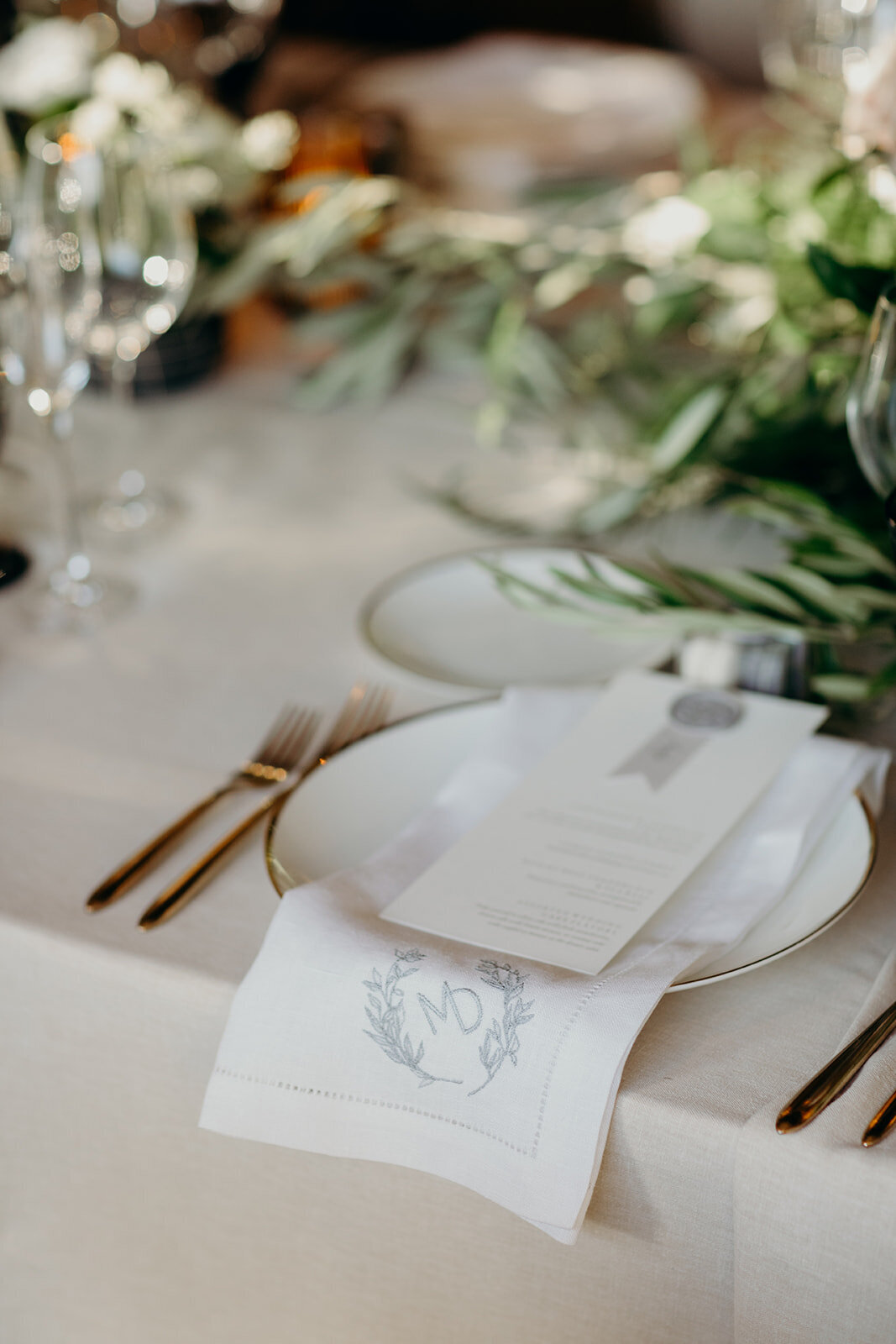 Monogramed Napkin at Skokie Country Club