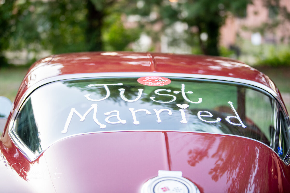 Just Married written on car