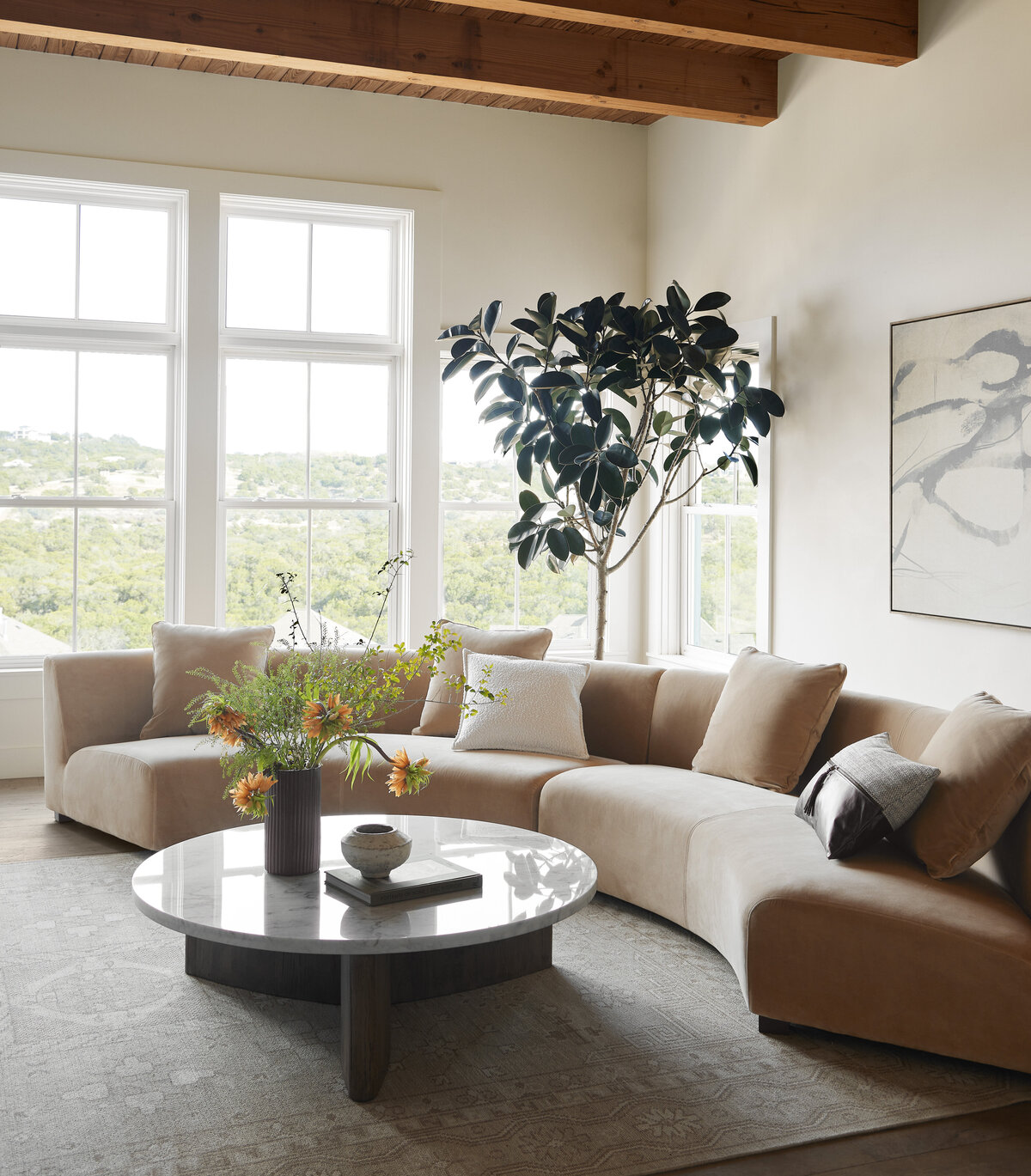 Elevate your living space with a luxurious Circular Sectional Sofa from Rockwood Furniture.