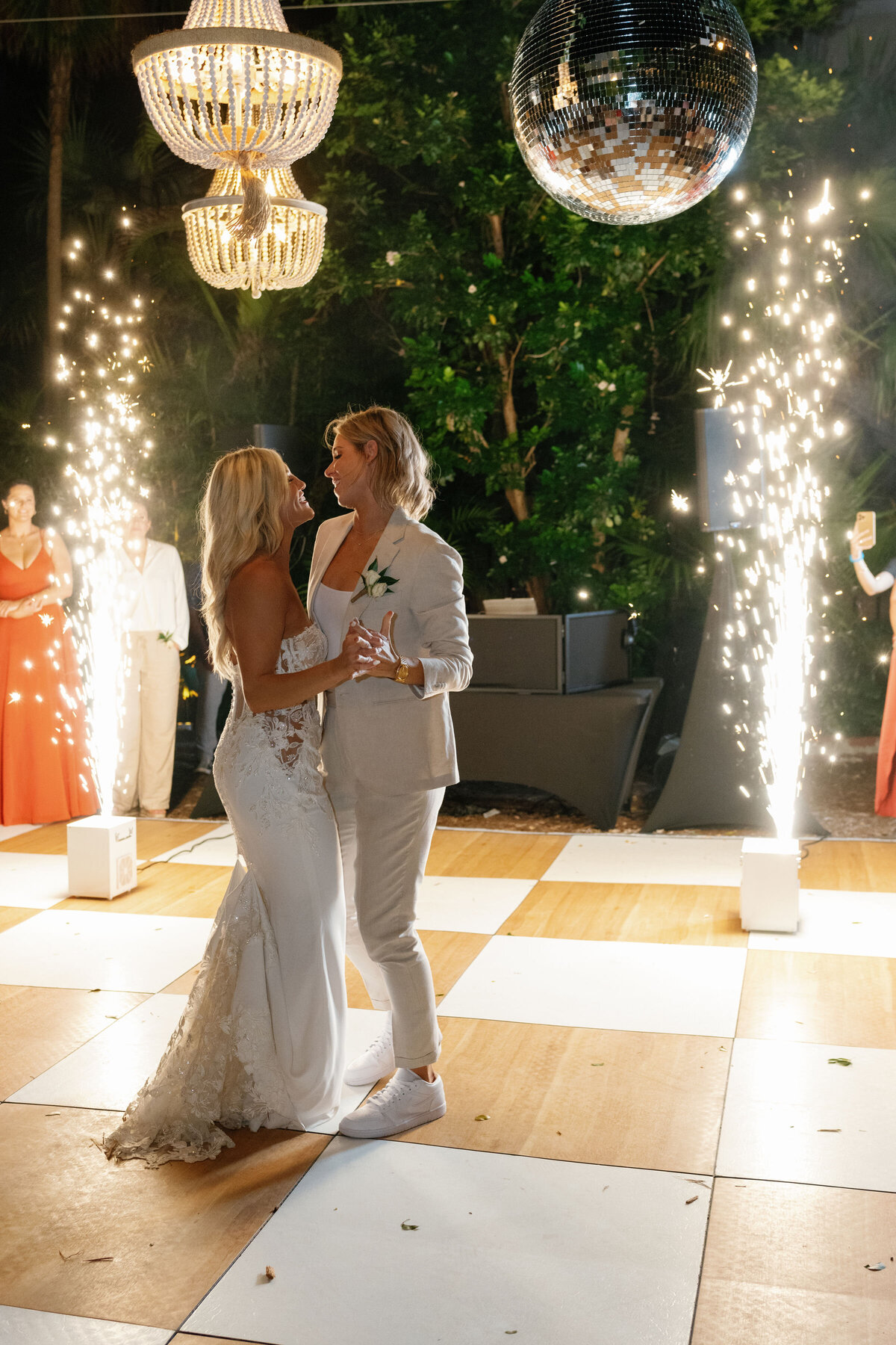 5 jordan and danielle - bride and bride - key west brides - hemingway home wedding - key west wedding planner - florida keys wedding - wedding first dance - luxury wedding - cold sparklers - wedding sparklers -
