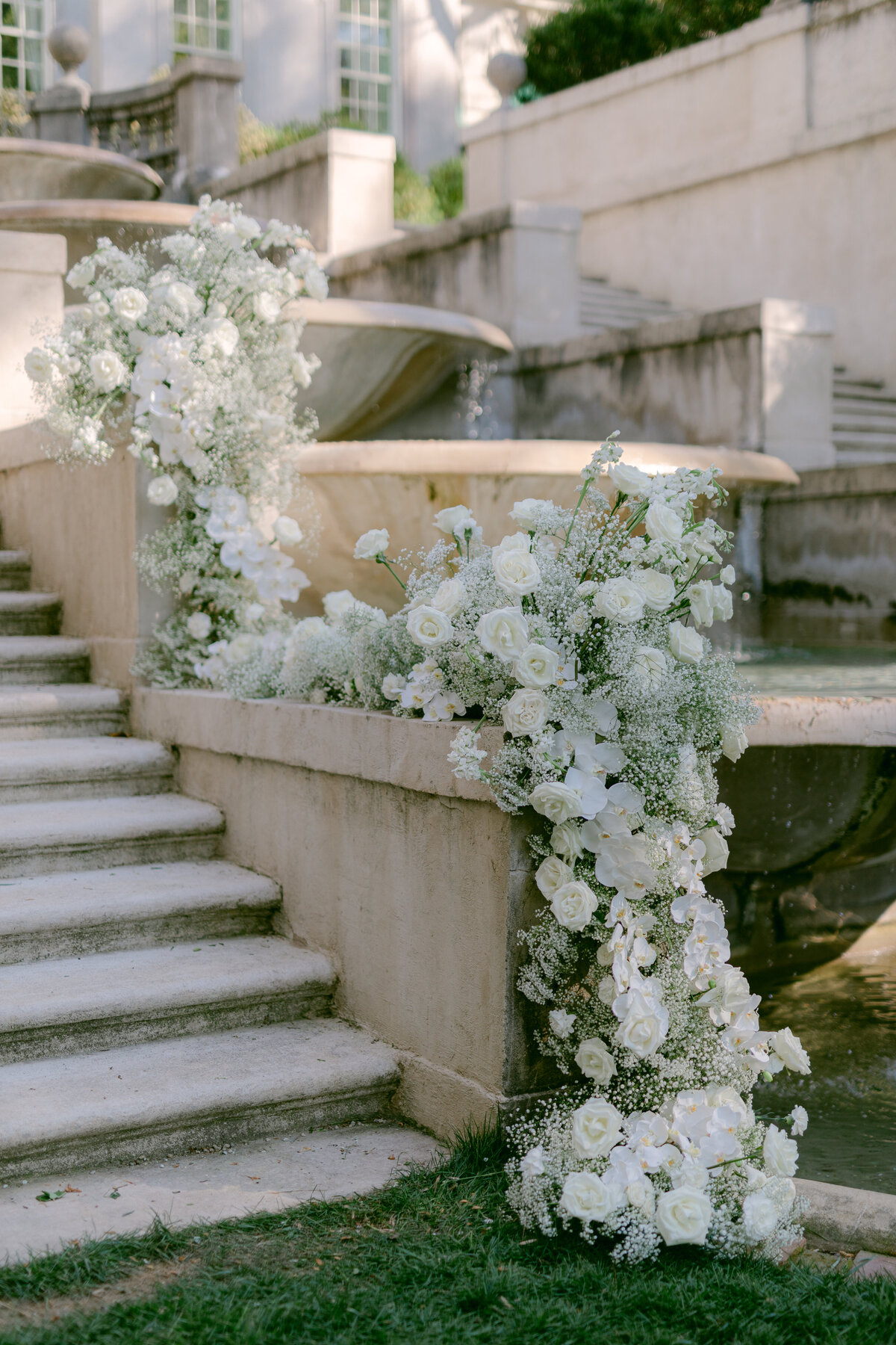 ceremony steps with luxury flowers at The Swan House