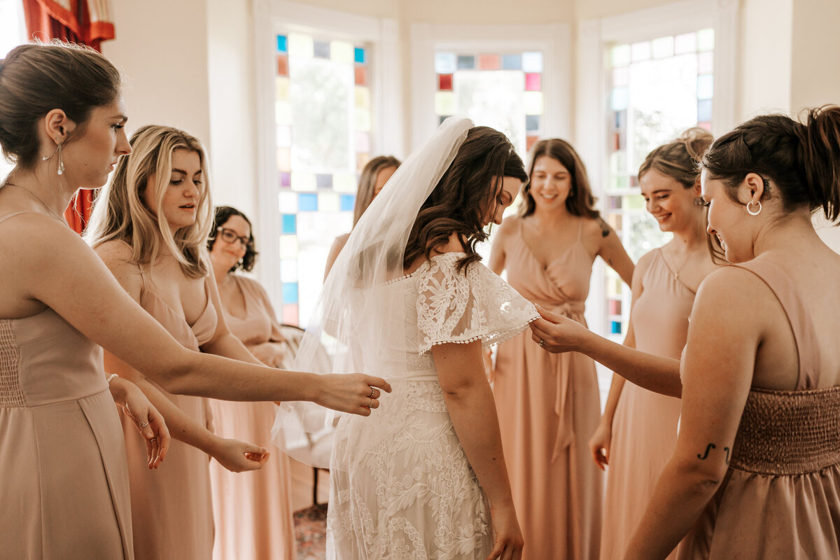 Bride and Bridesmaids First Look