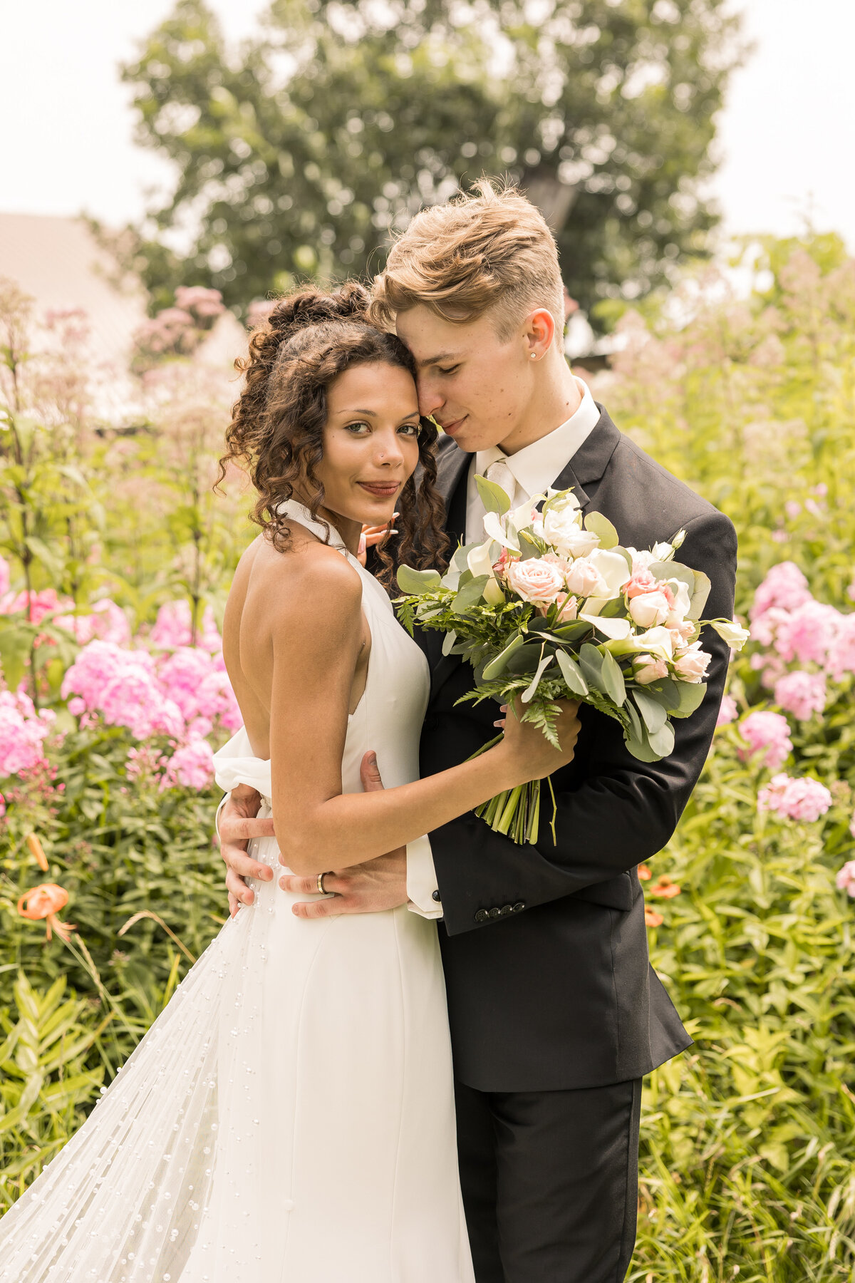 Bride and groom couple portraits in Central MN on wedding day