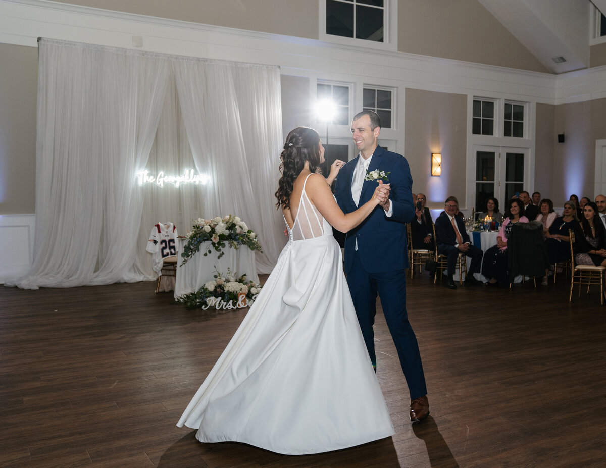 Candid wedding reception moments at Waverly Oaks in Plymouth