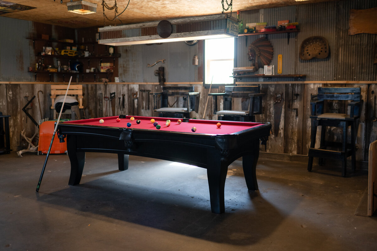 Rustic Groom's Lounge with Pool Table at The Era Wedding & Event Venue 