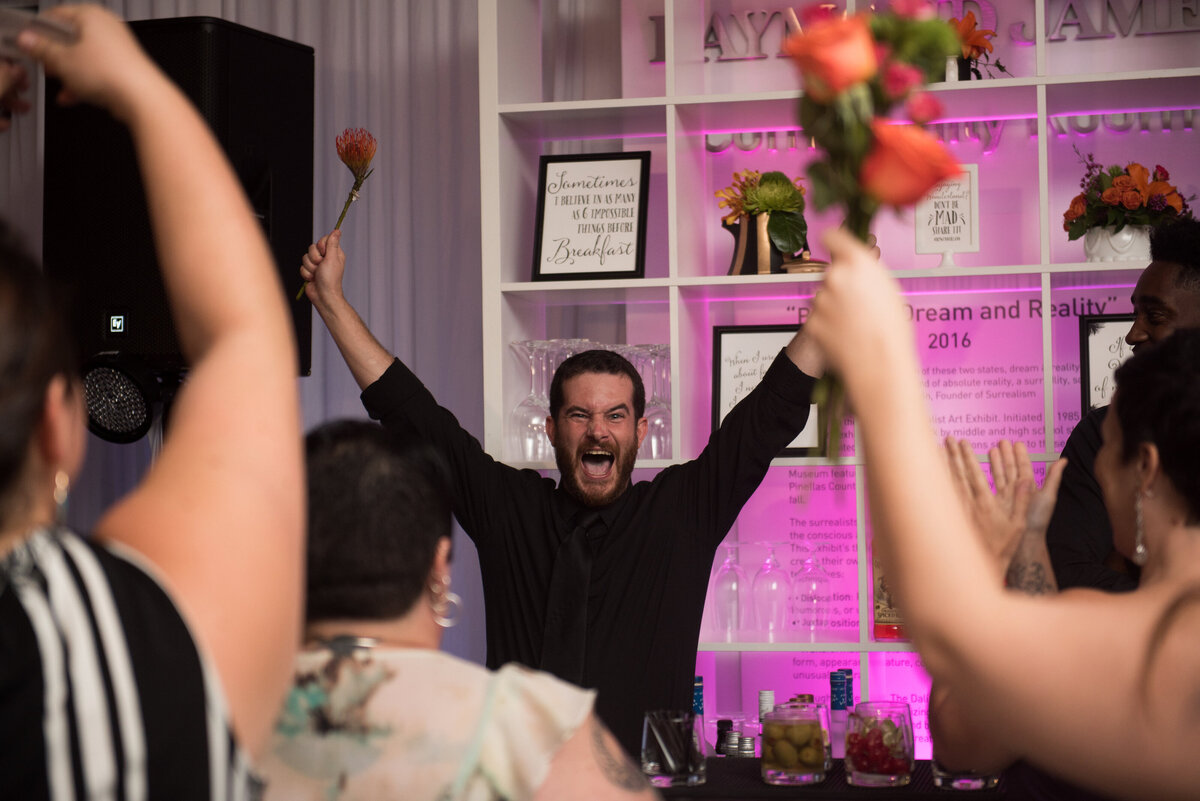 42 - Dali Museum St. Pete Wedding Reception Bouquet Toss - Tampa Bay Wedding Planner