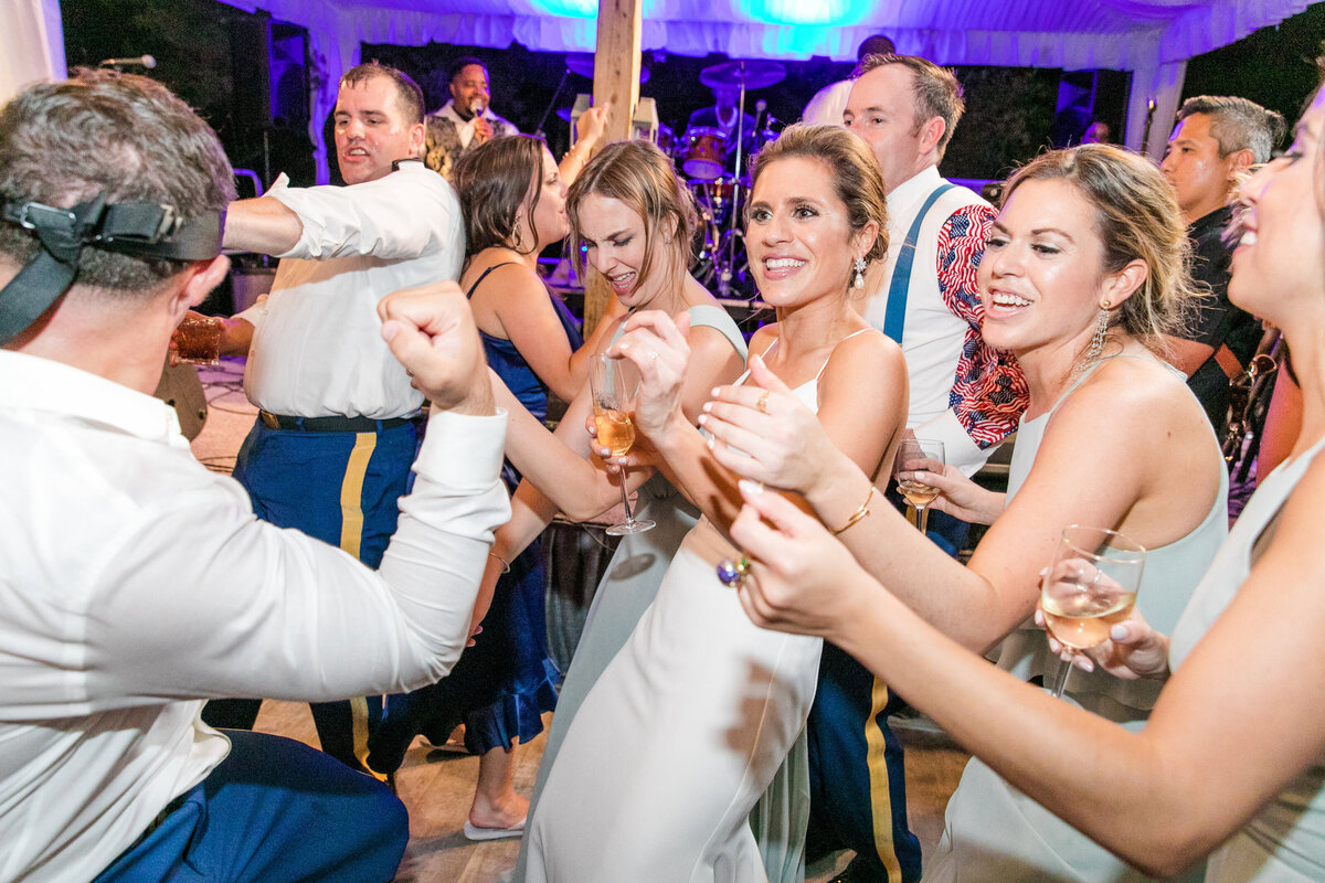 Bridal party dancing at a  Boone Hall Plantation elegant spring soiree wedding  |  Charleston wedding photographer Dana Cubbage Weddings