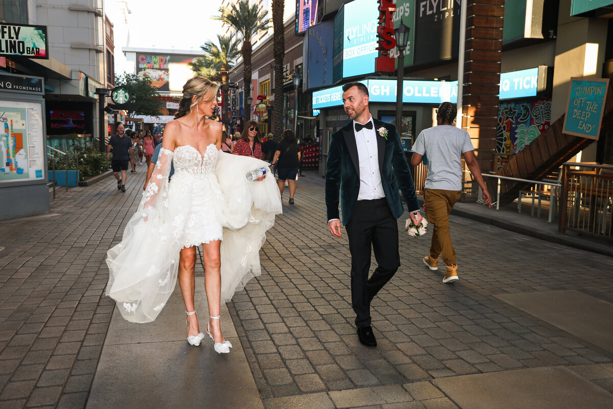 newlyweds street walk