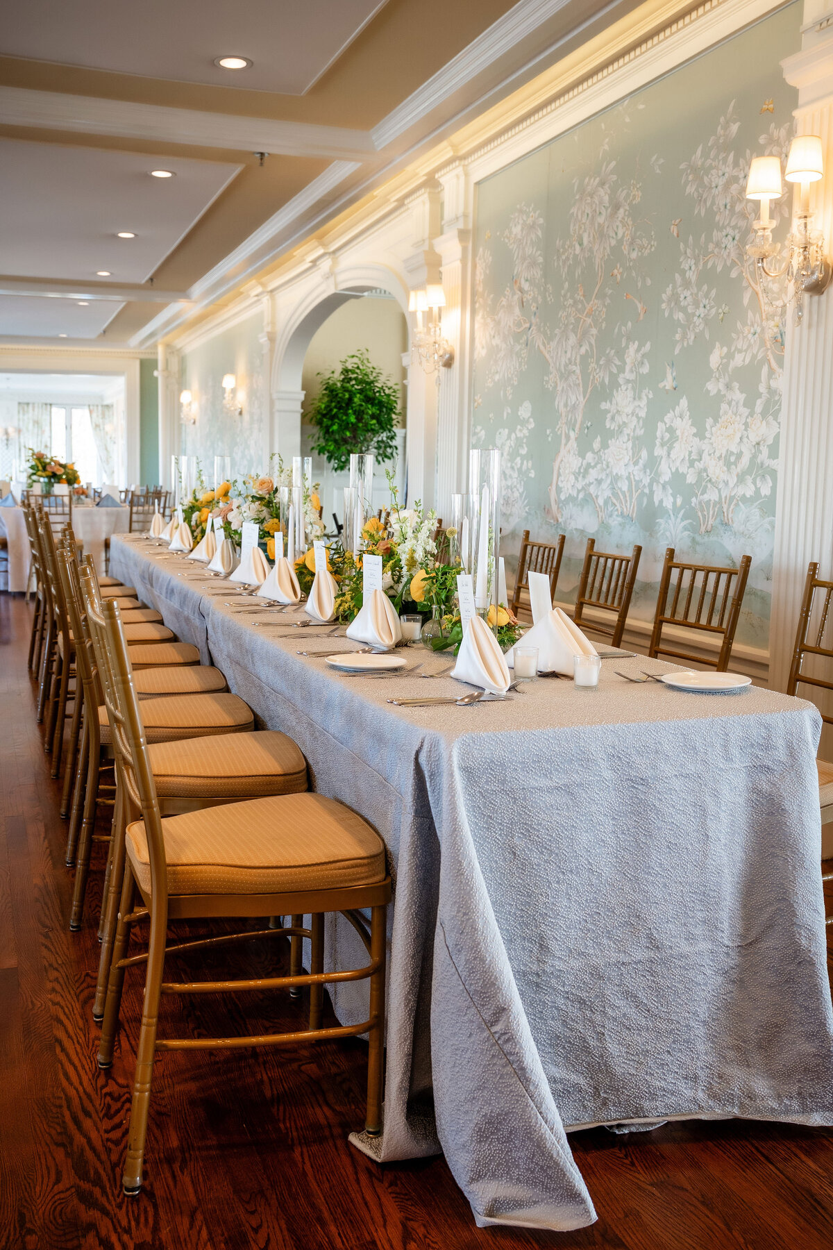 dinner reception setup for wedding at pittsburgh golf club