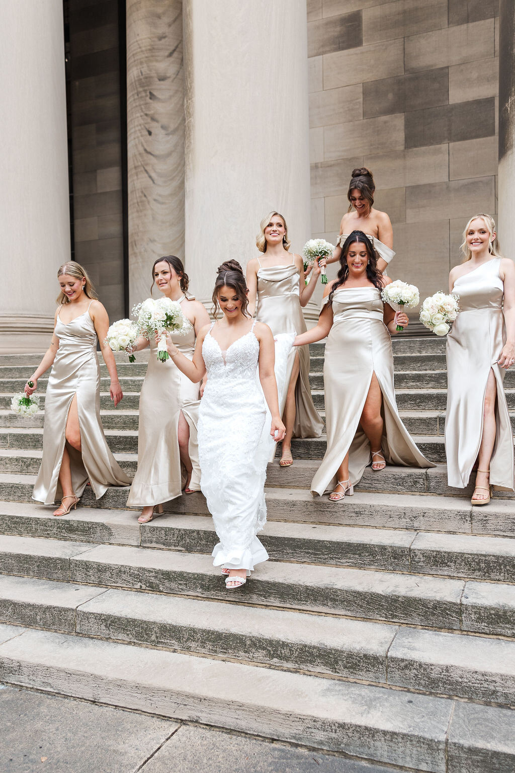 Photo of Bride walking with her girls