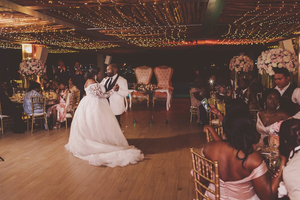 Bride and grooms first dance at wedding  in Cancun